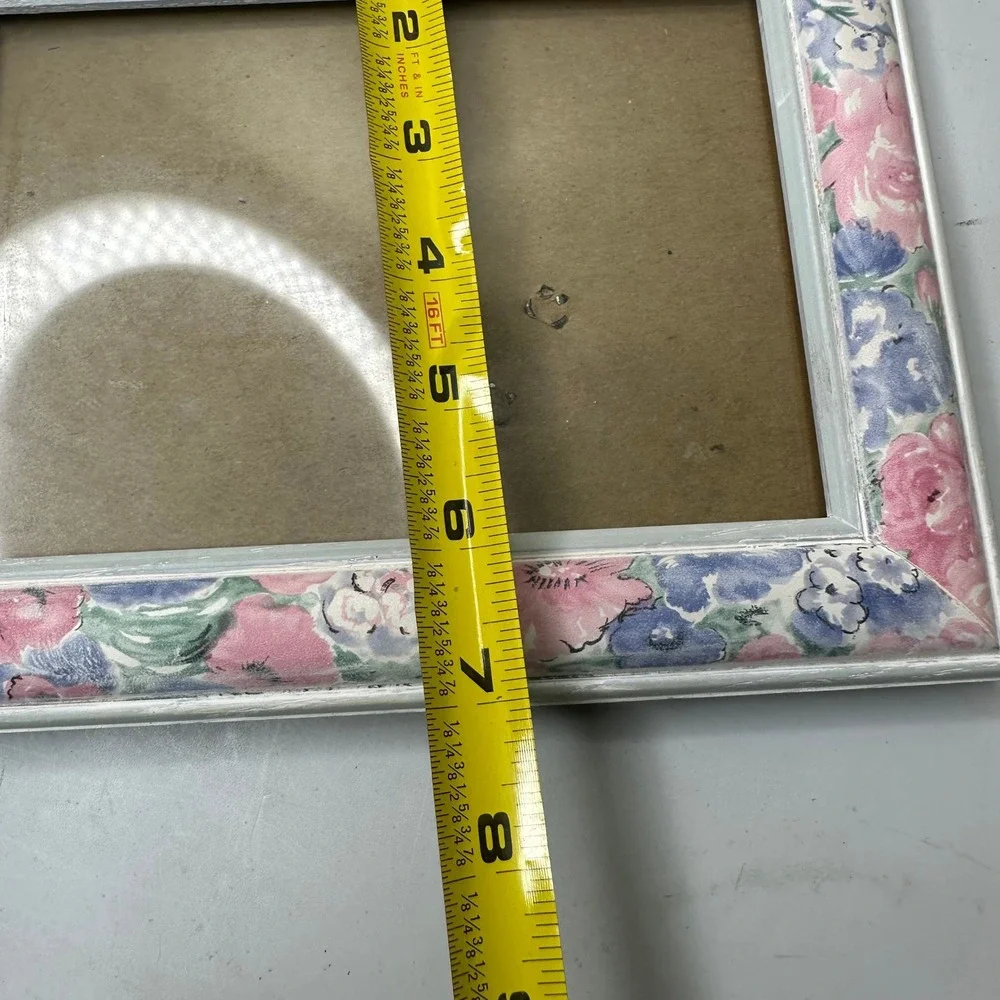 Vintage Floral Picture Frame Pink Blue Cottagecore 5x7 Tabletop Decor
